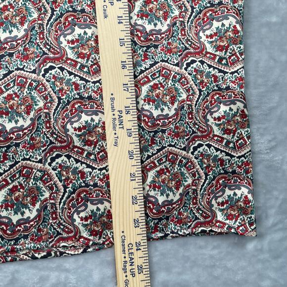 Vtg Jessica Lynn Blouse 8 Silky Polyester Red Green Floral Twisted Turtleneck - Picture 12 of 16